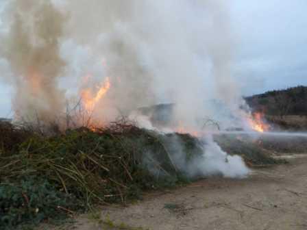 Grünschnittlagerbrand in Anzing am 13.03.2011